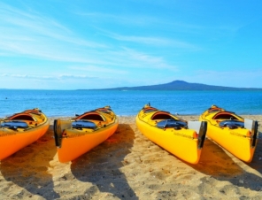 Kayaks on beach